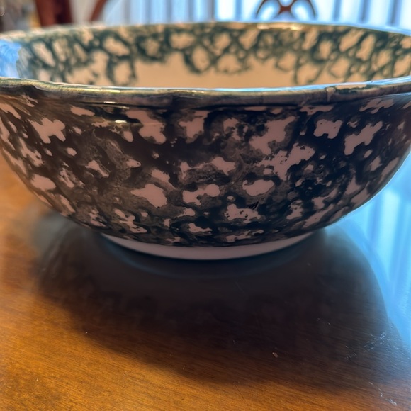 Vintage Apple green sponge Stoneware 🍎serving dish with scalloped edge great c… - Picture 2 of 5